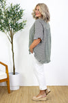 Georgia Ruffles Top | Olive & White