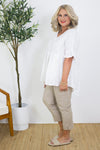 Allegra V Neck Frill Top | White