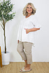 Allegra V Neck Frill Top | White