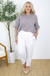 Tessa Linen Pintuck Pant | White