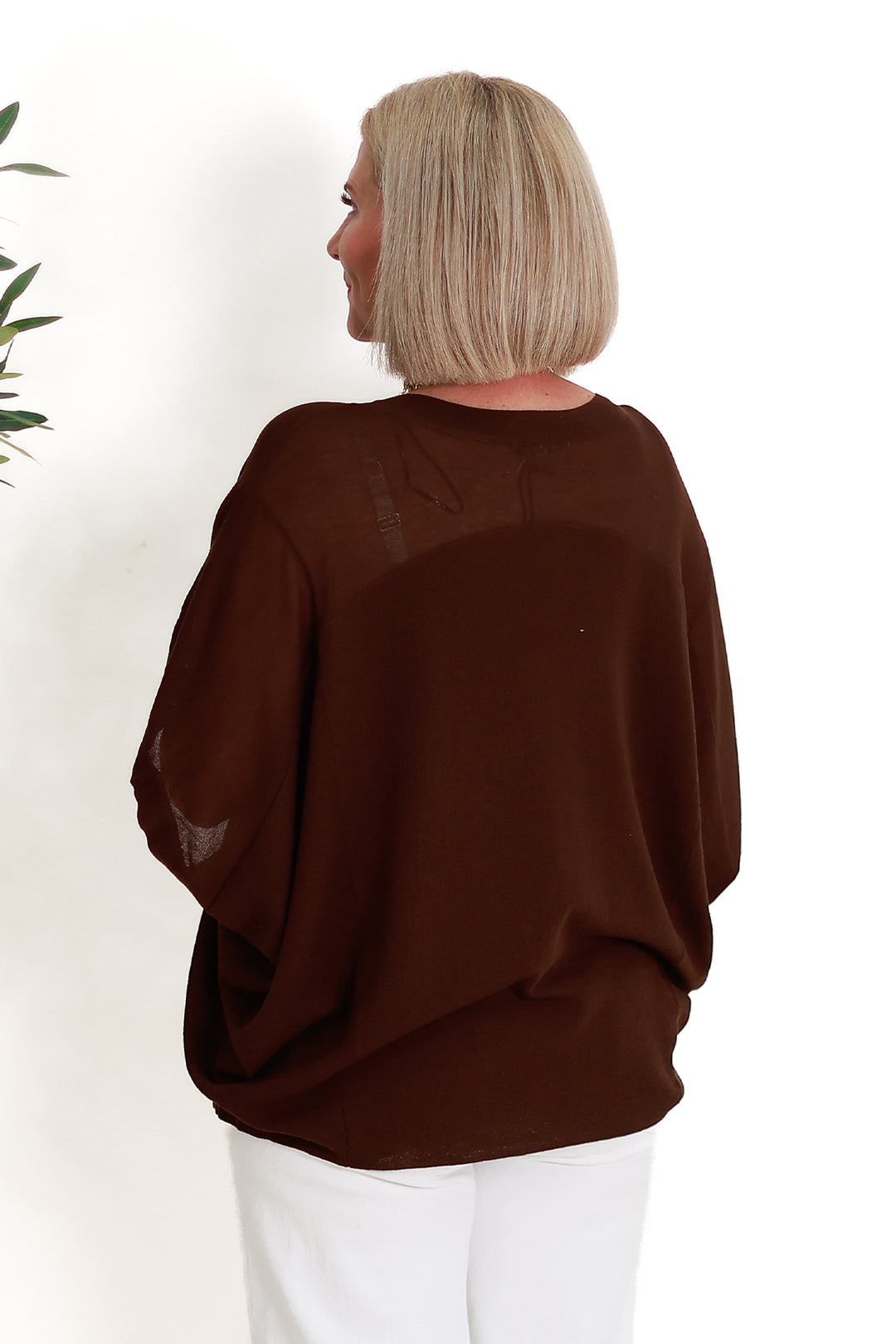 Irises V-Neck Top |CHOCOLATE
