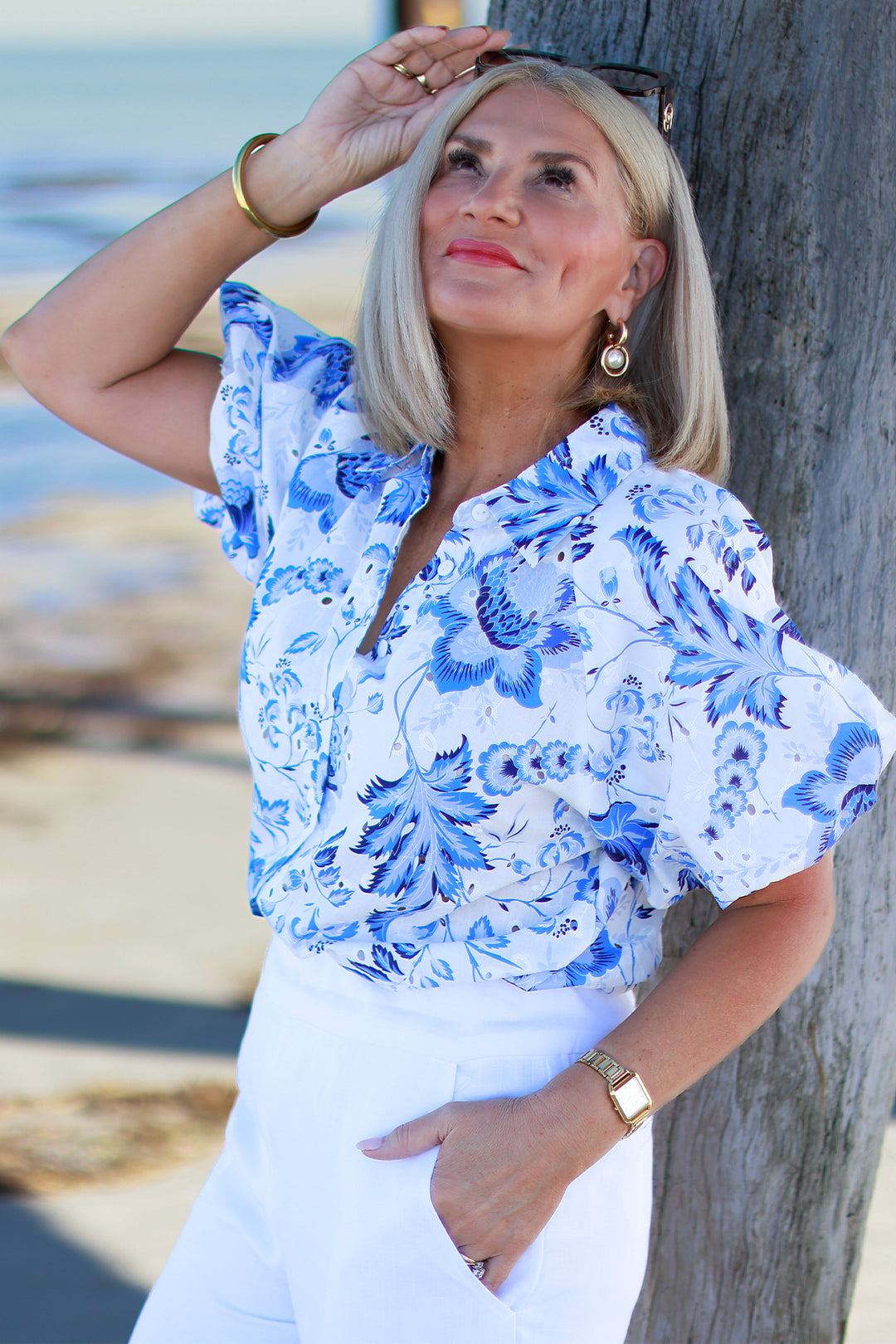 Essence Broderie Shirt | BLUE