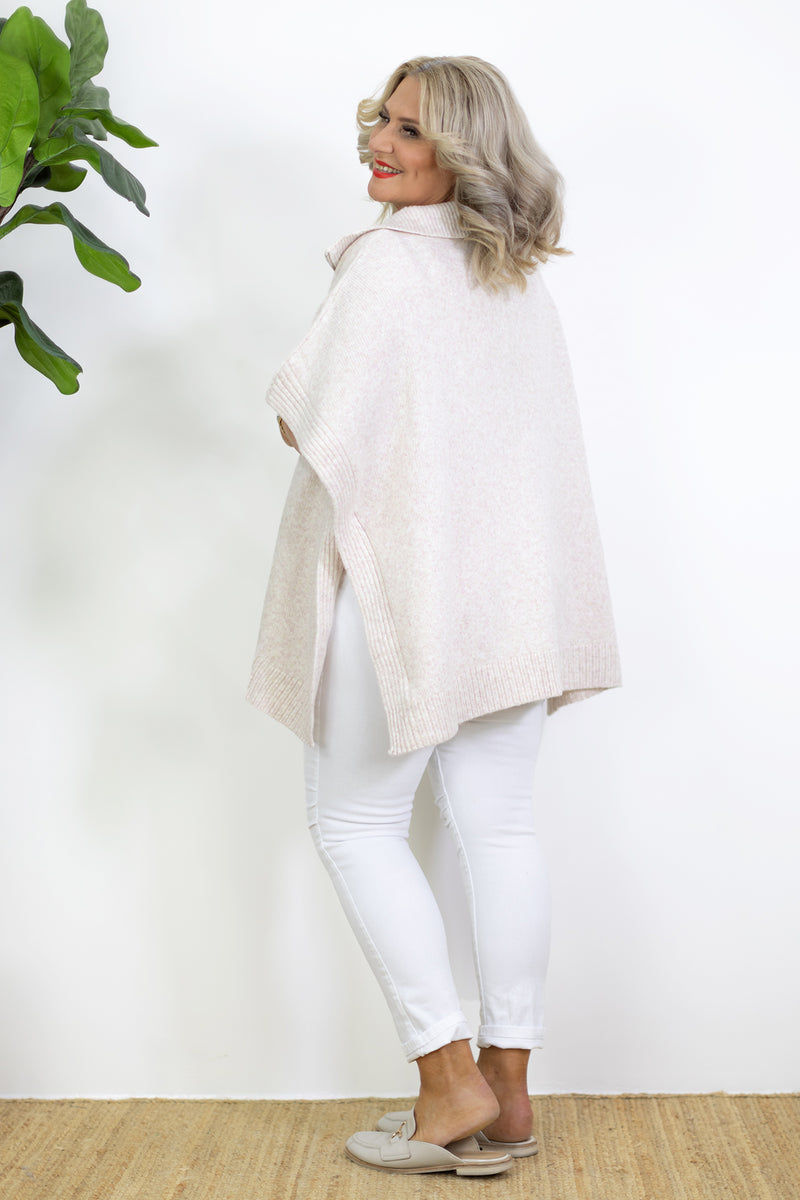 Misha Zip Knit | Natural Fleck