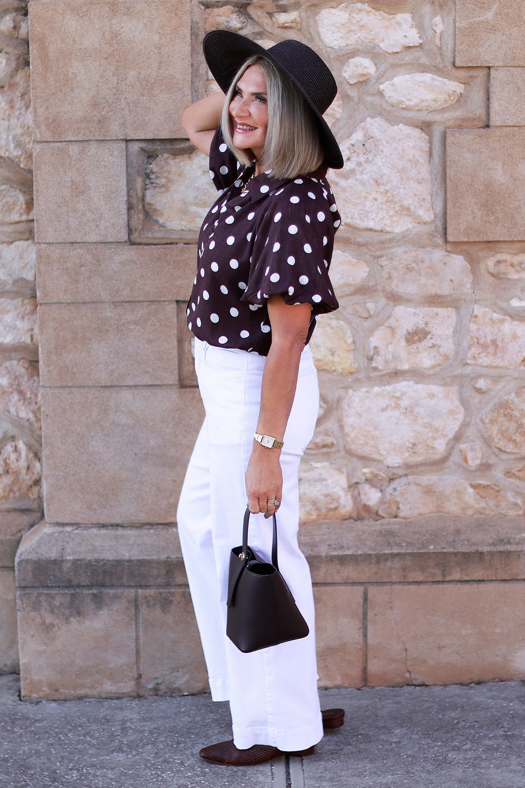 Isabella Polkadot Puff Shirt | COCO BROWN