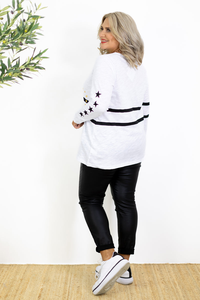 Stars & Stripes Long Slv Tee | White