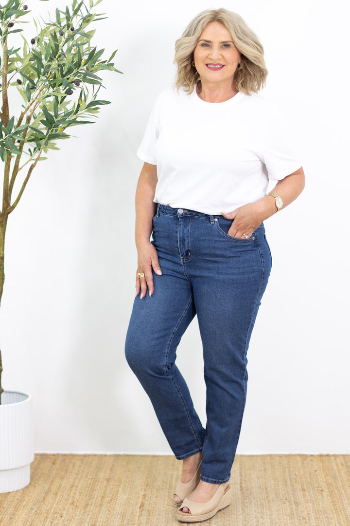 Nat Slim Straight Jean | Indigo Wash