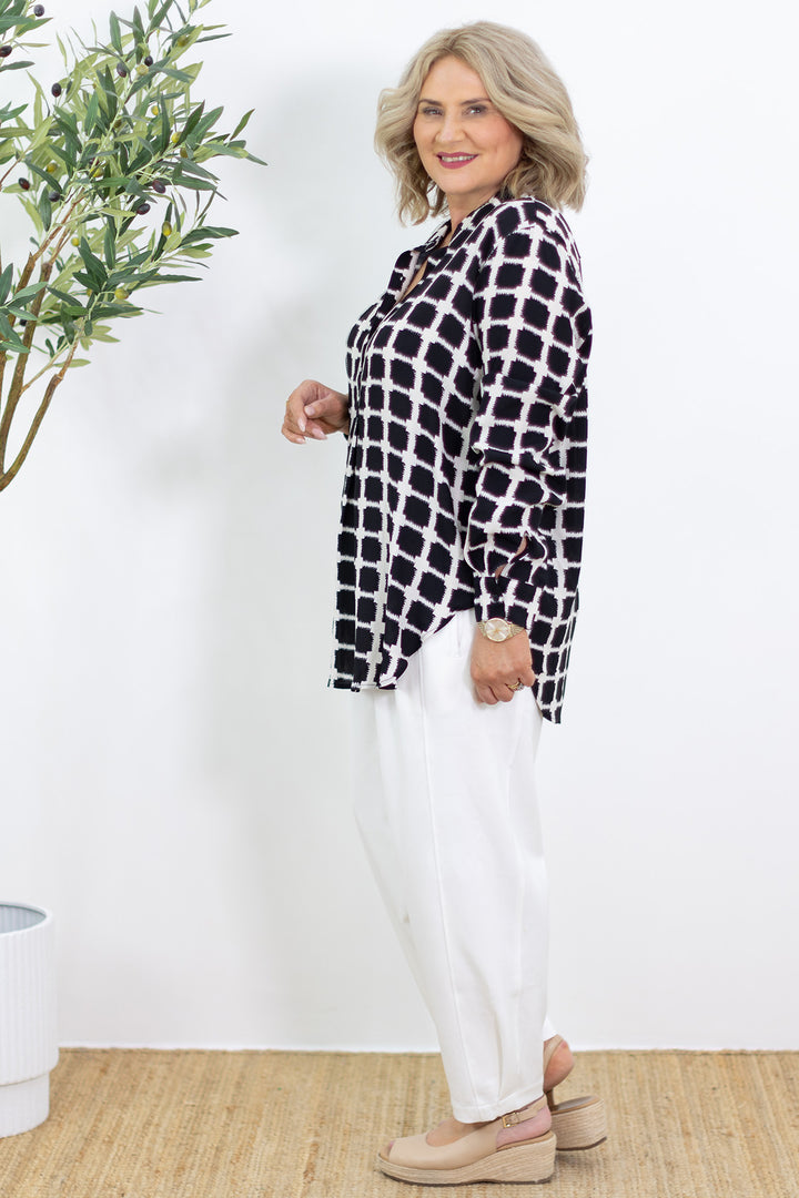 Astrid Shirt | Black & White Etch