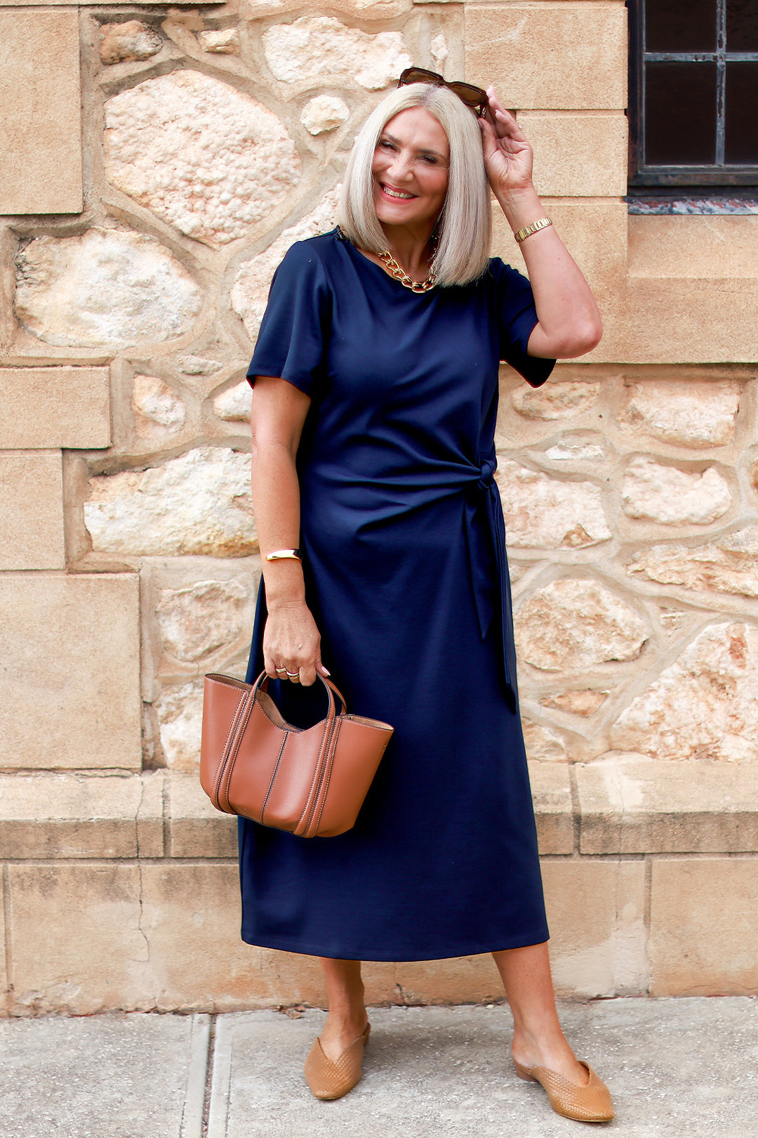 Alanah Tie Dress | NAVY