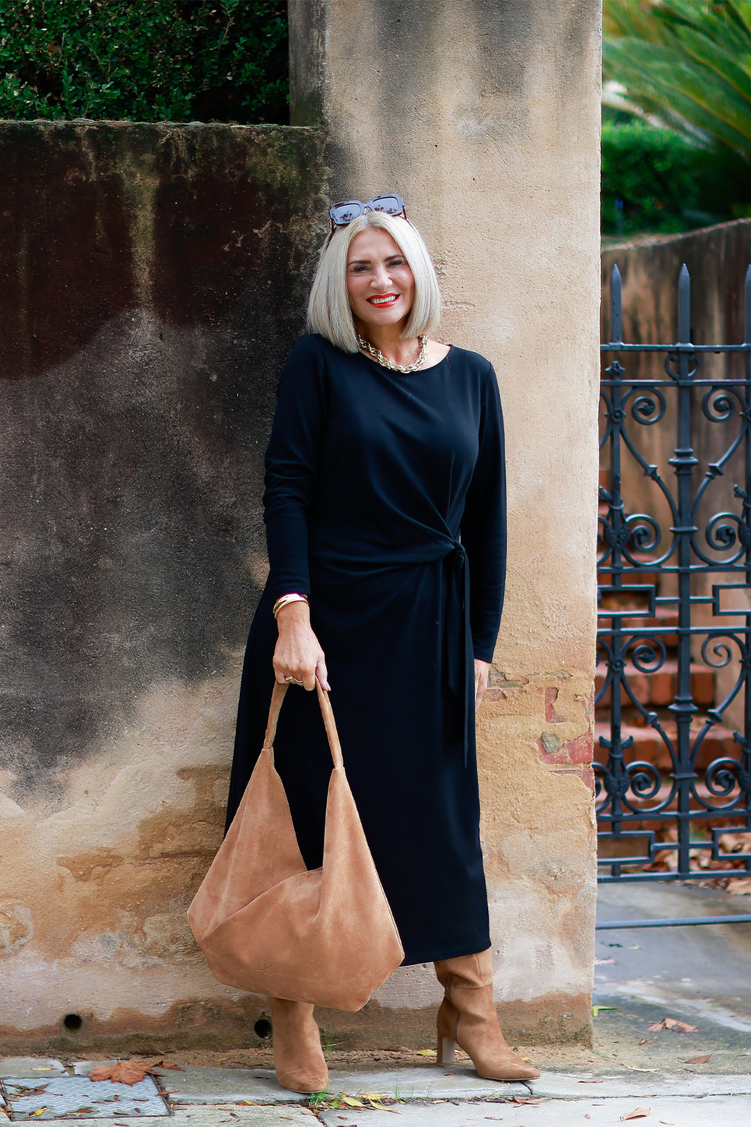 Alanah Tie Dress L/S | BLACK