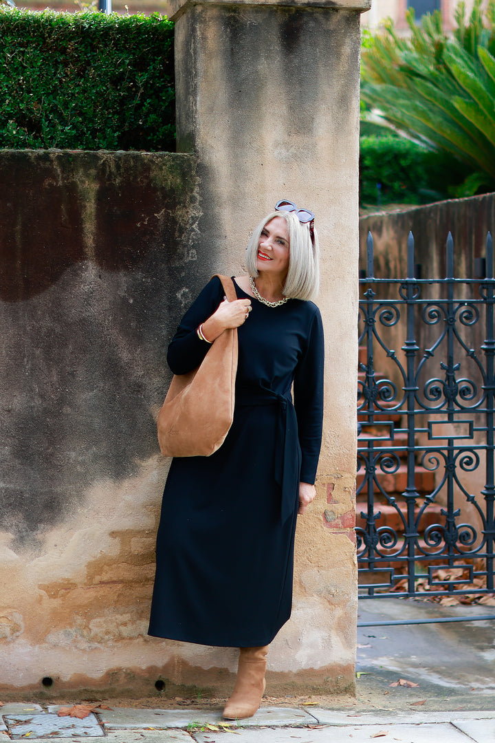 Alanah Tie Dress L/S | BLACK