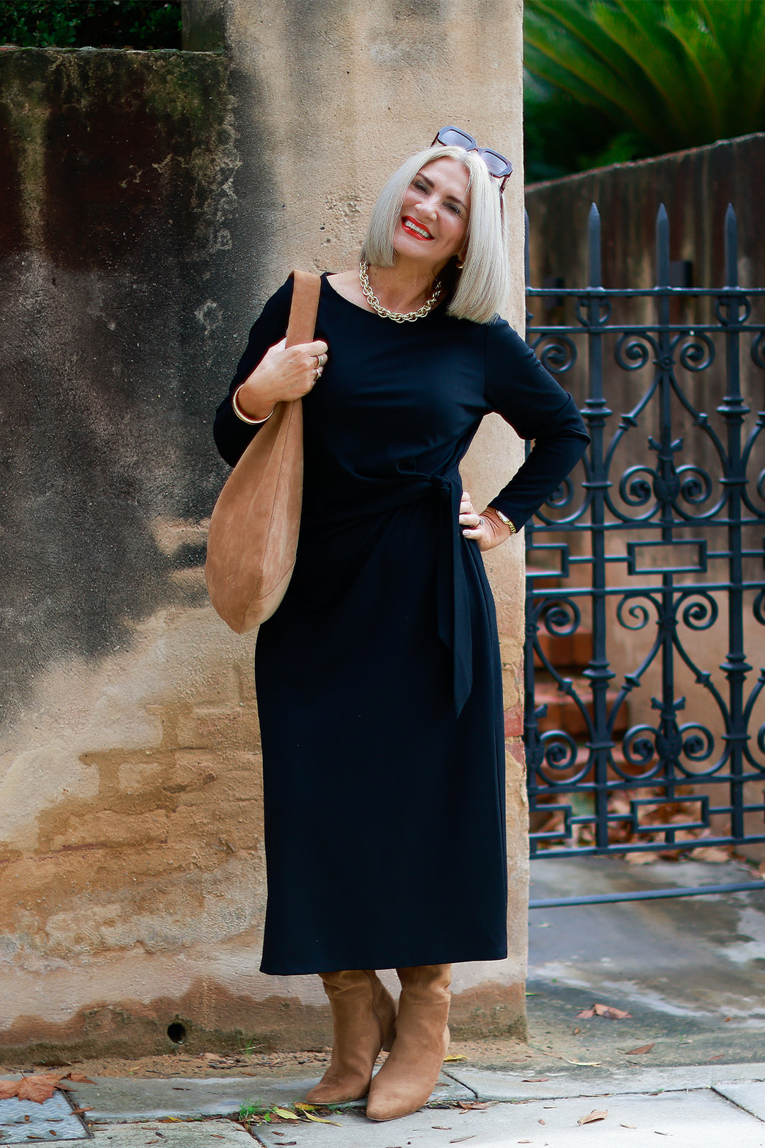 Alanah Tie Dress L/S | BLACK