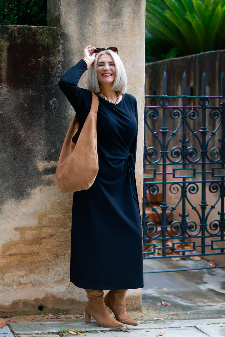 Alanah Tie Dress L/S | BLACK
