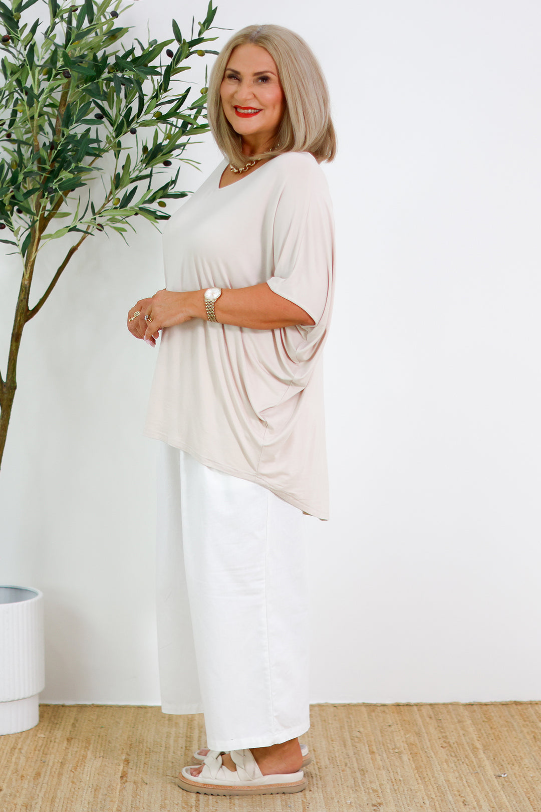 Armeni Batwing T Shirt | Beige