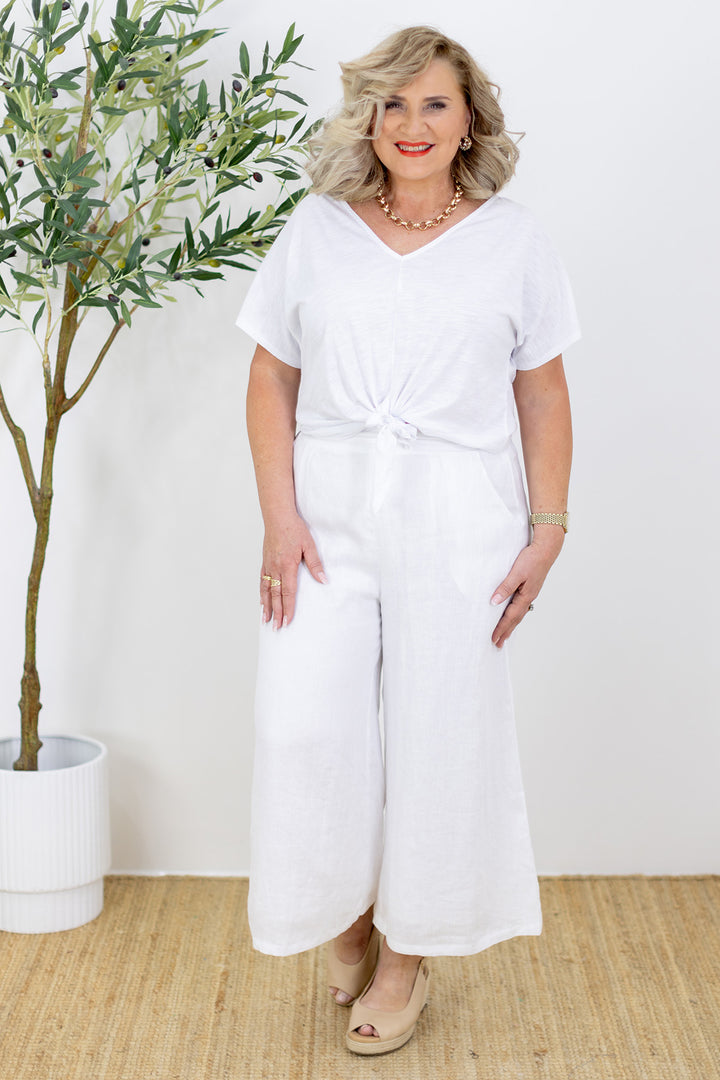 Santorini Wide Leg Pant | White