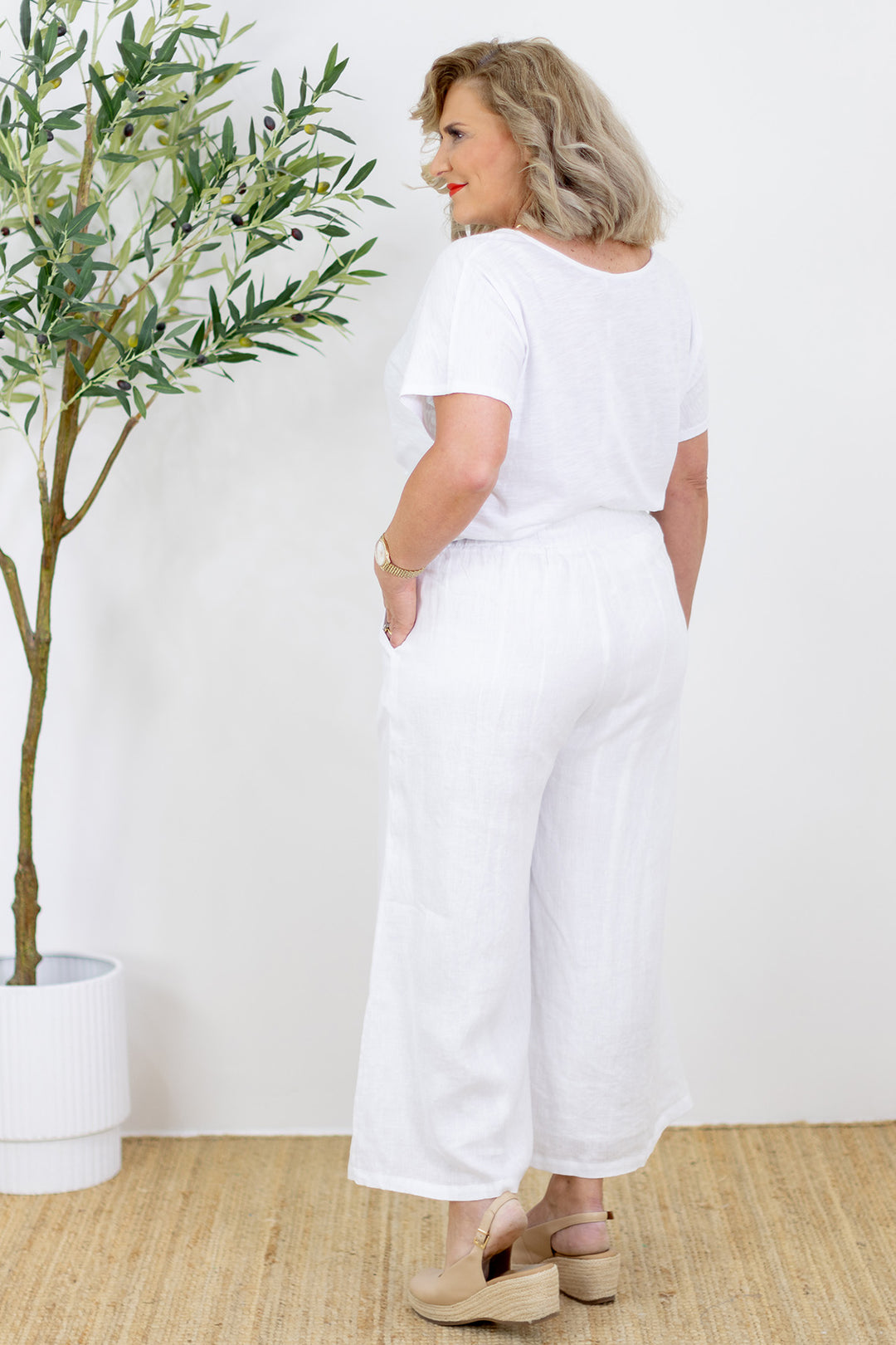 Santorini Wide Leg Pant - White