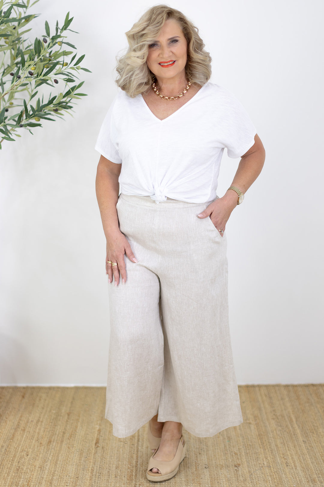 Santorini Wide Leg Pant | Natural