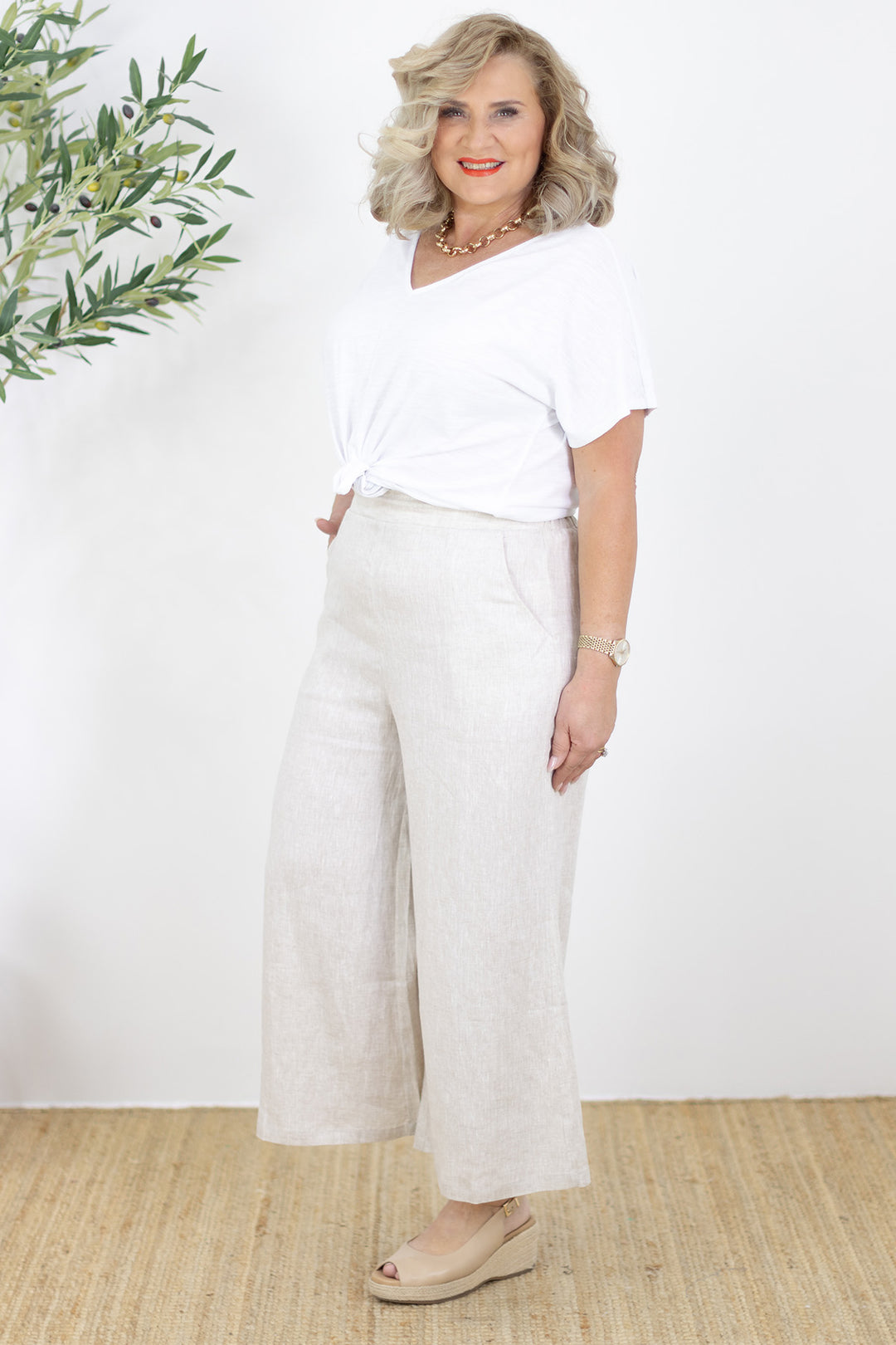 Santorini Wide Leg Pant | Natural