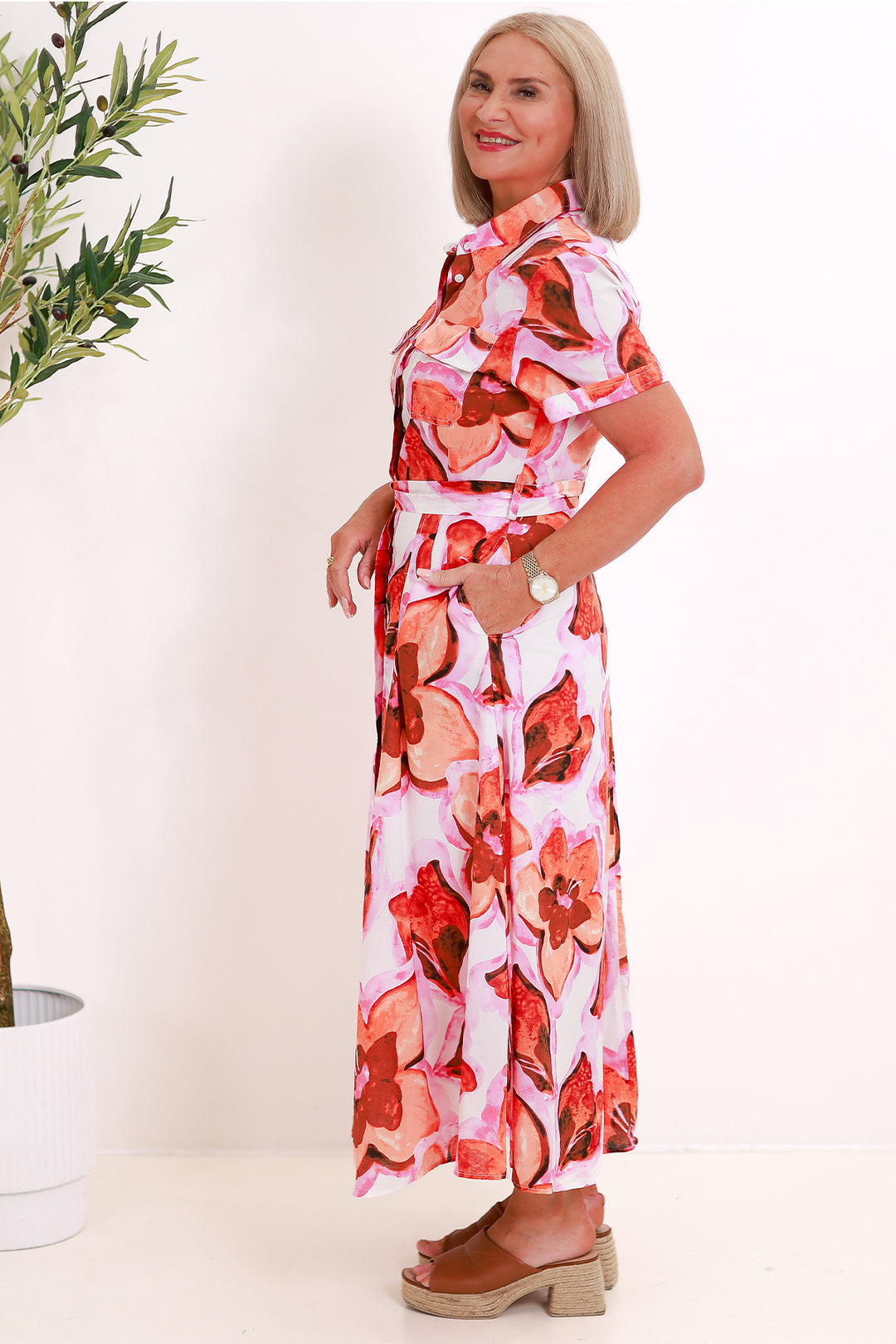 Rossellini Short Sleeve Dress | AZALEA