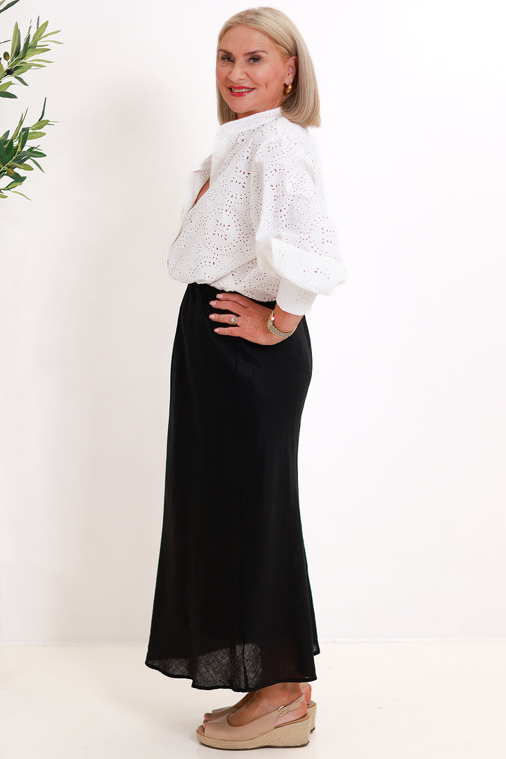 Love is bias Linen Skirt | BLACK