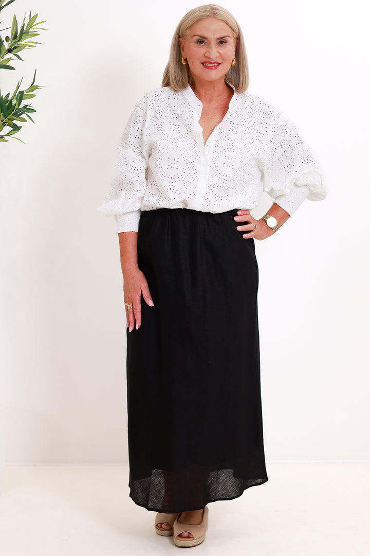 Love is bias Linen Skirt | BLACK