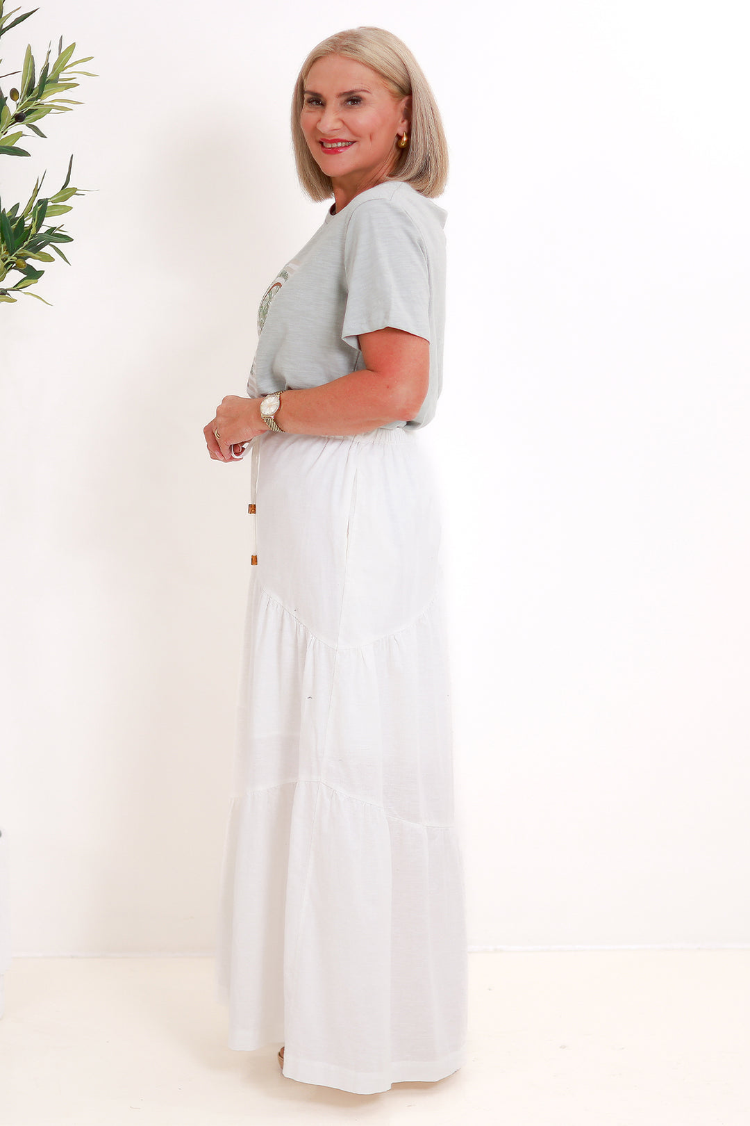 Willa Linen Cotton Skirt | WHITE