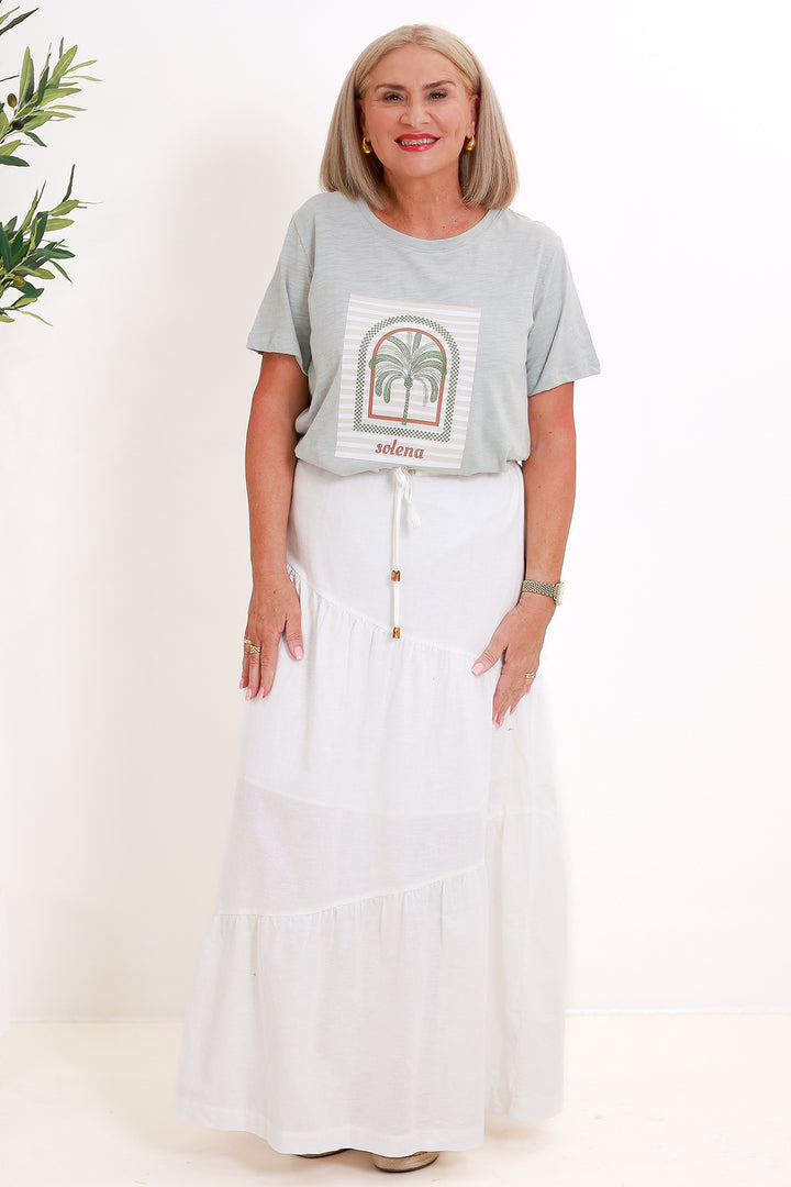 Willa Linen Cotton Skirt | WHITE