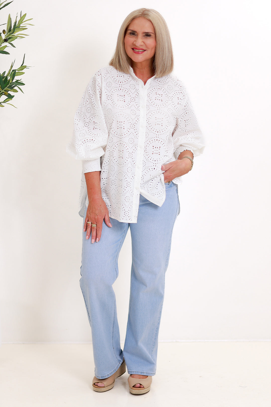 Belamy Broderie Shirt | WHITE