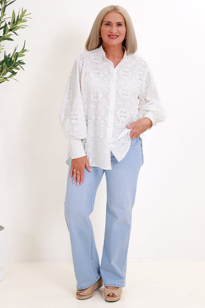 Belamy Broderie Shirt | WHITE