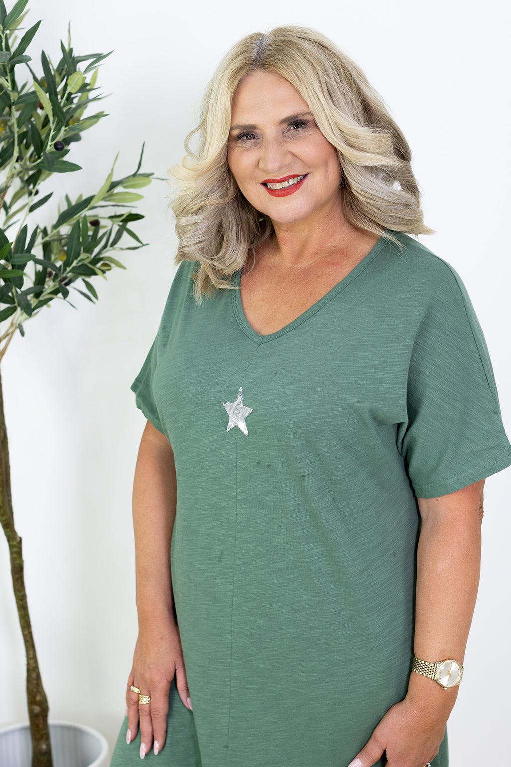 Lucky Star Tee Dress | Green