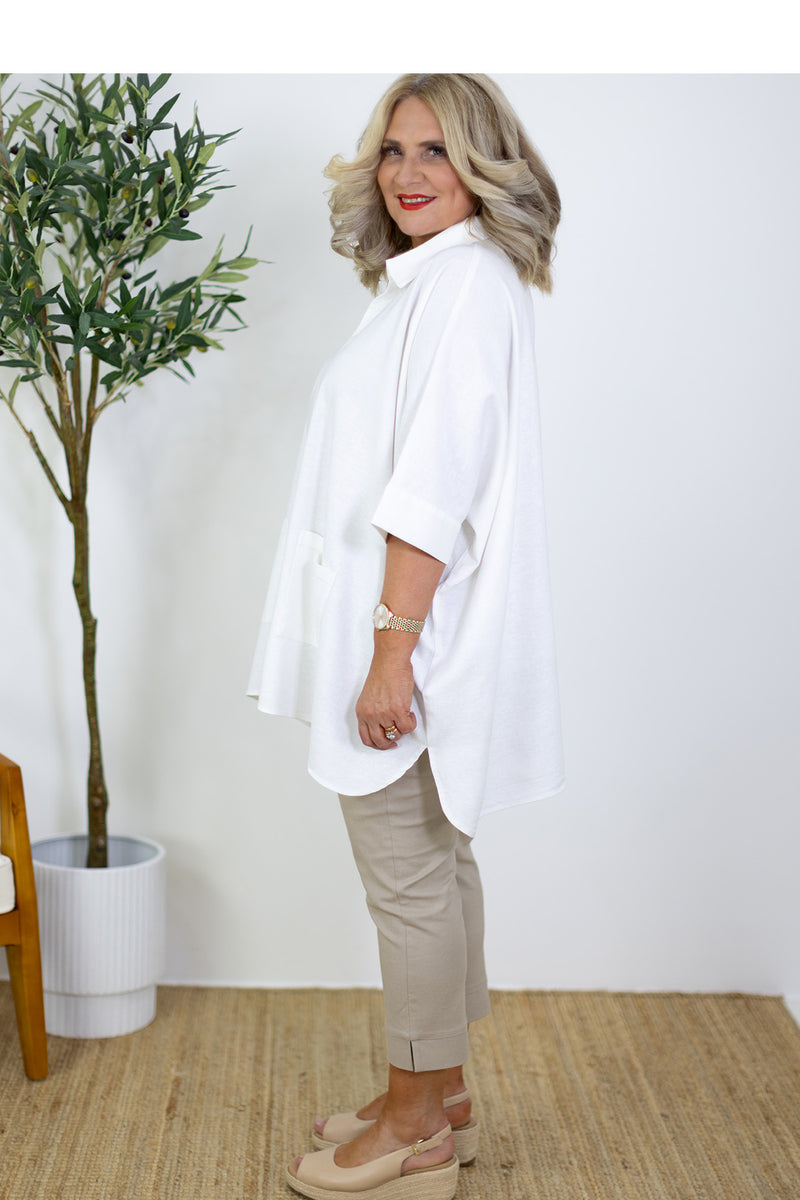 Oxford Collared Tunic | White