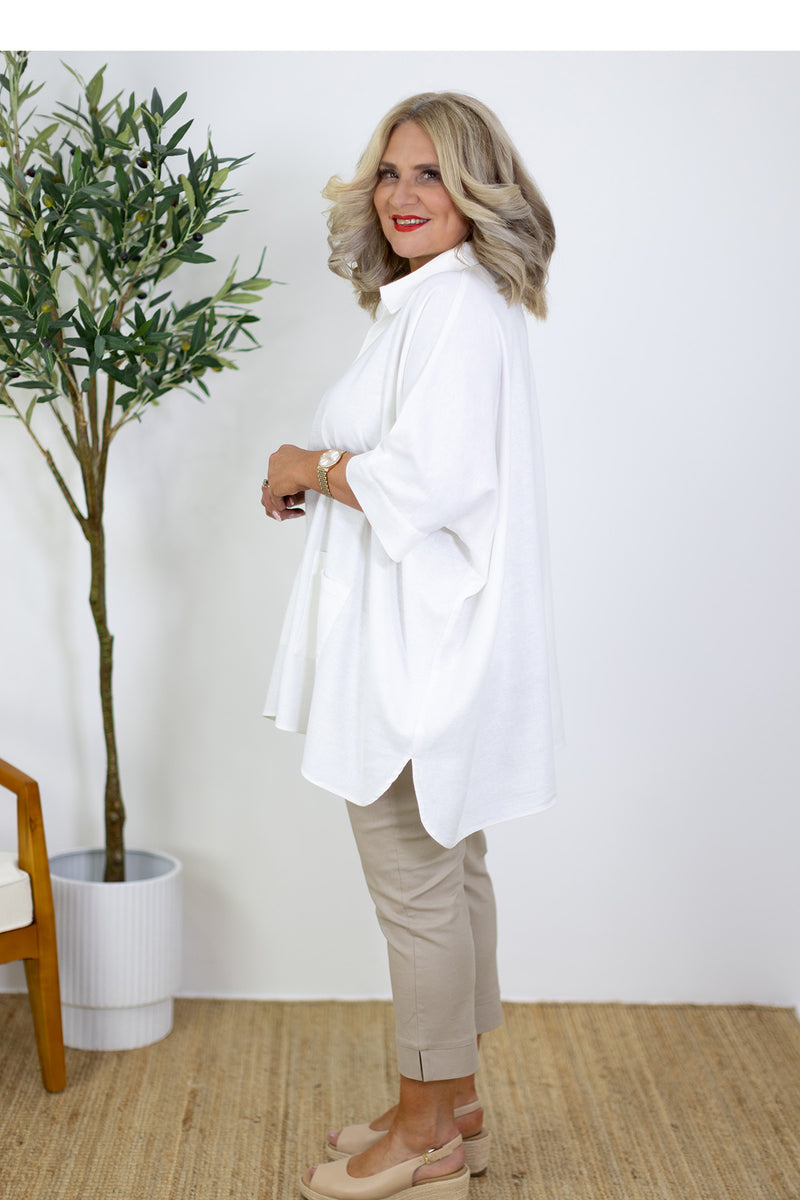 Oxford Collared Tunic | White
