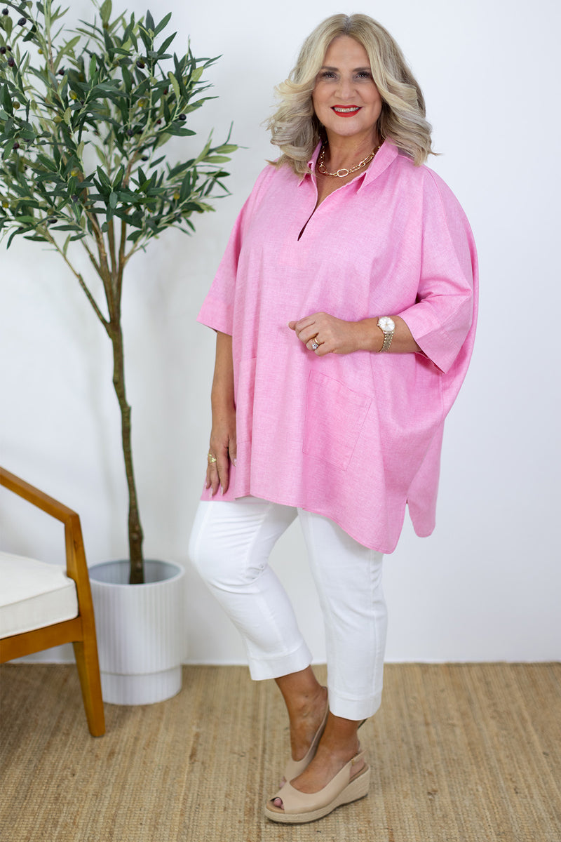 Oxford Collared Tunic | Pink