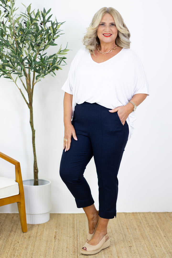 Messini Stretch Crop Pant - Navy