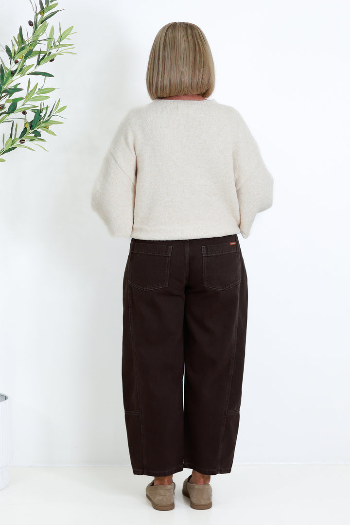 Demi Barrel Jean | DARK CHOC