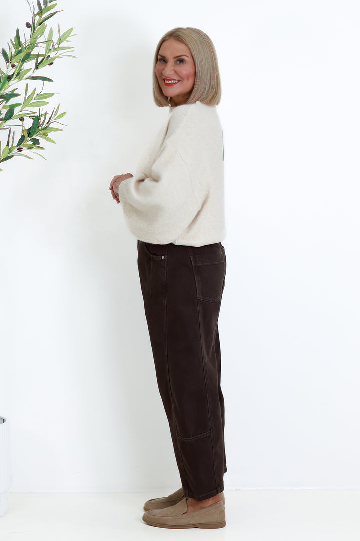 Demi Barrel Jean | DARK CHOC