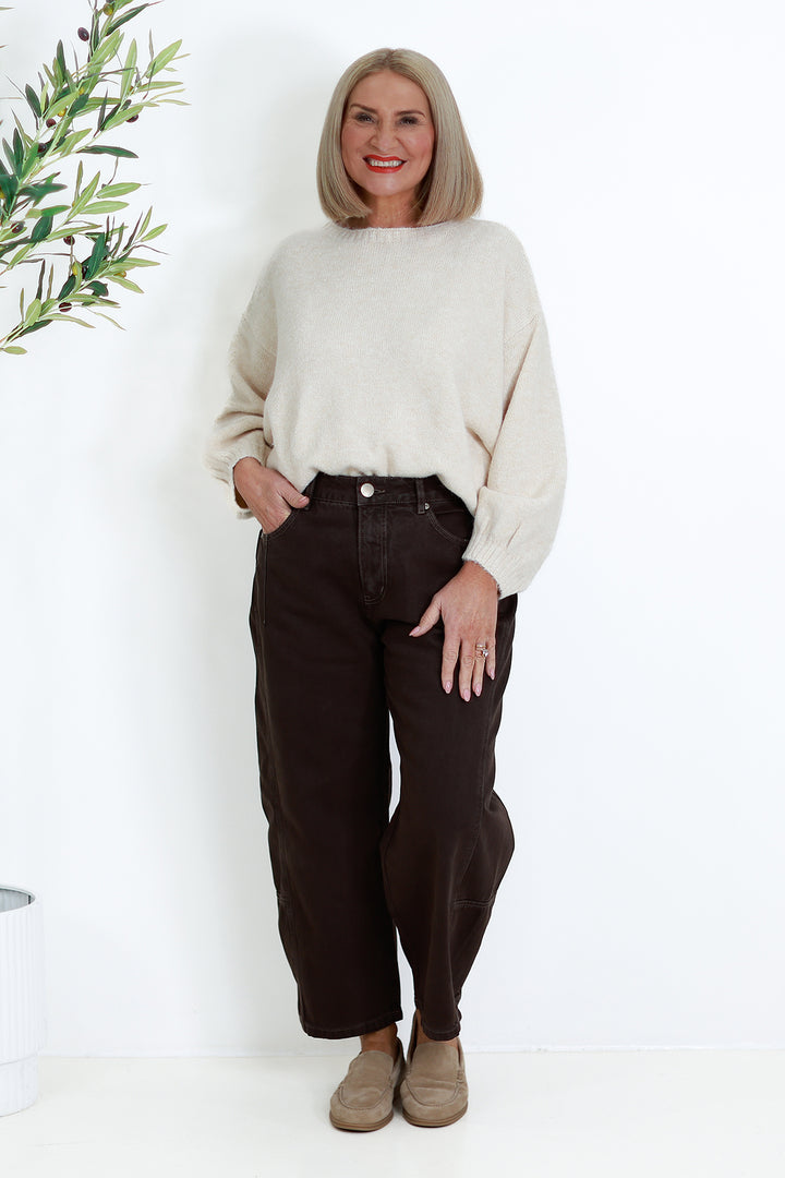 Demi Barrel Jean | DARK CHOC