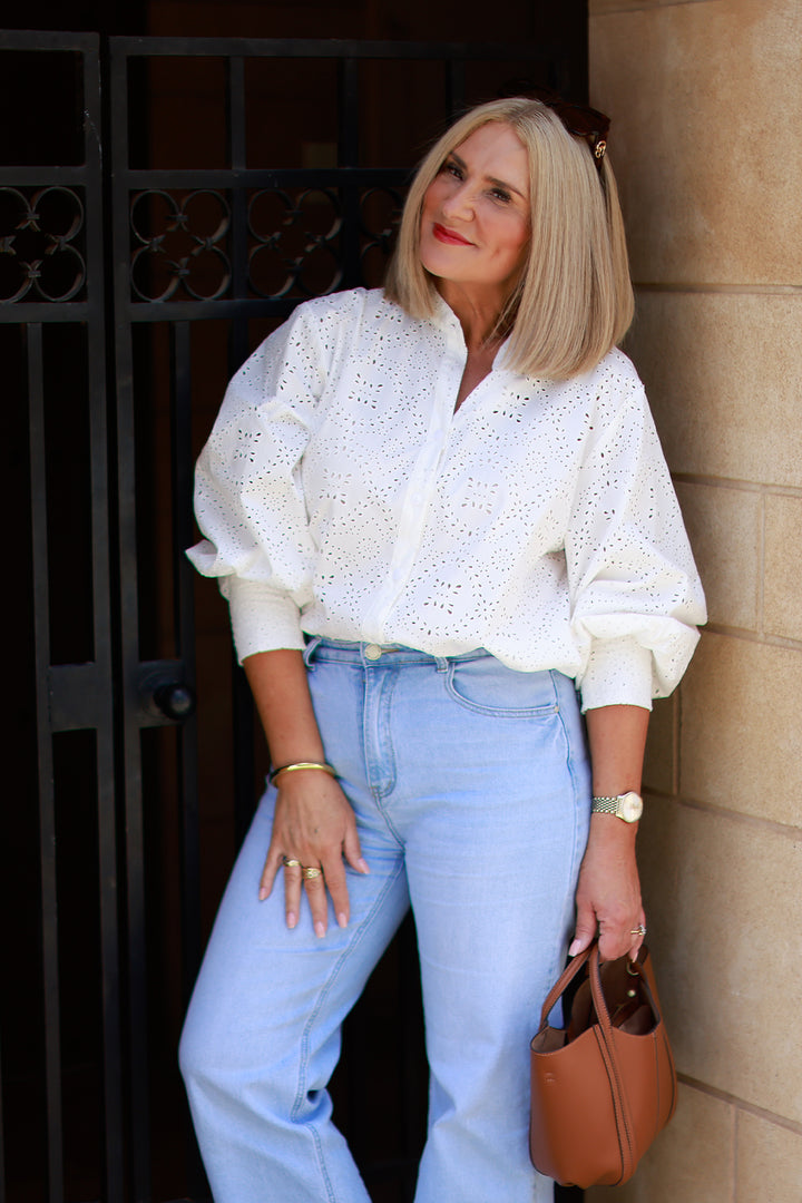 Belamy Broderie Shirt | WHITE