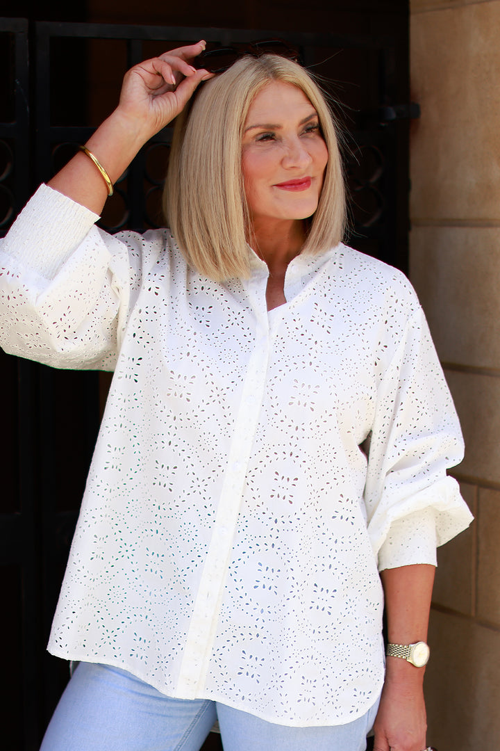 Belamy Broderie Shirt | WHITE