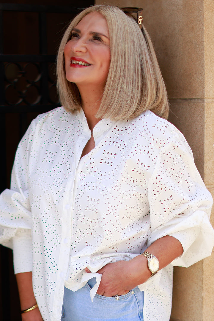 Belamy Broderie Shirt | WHITE