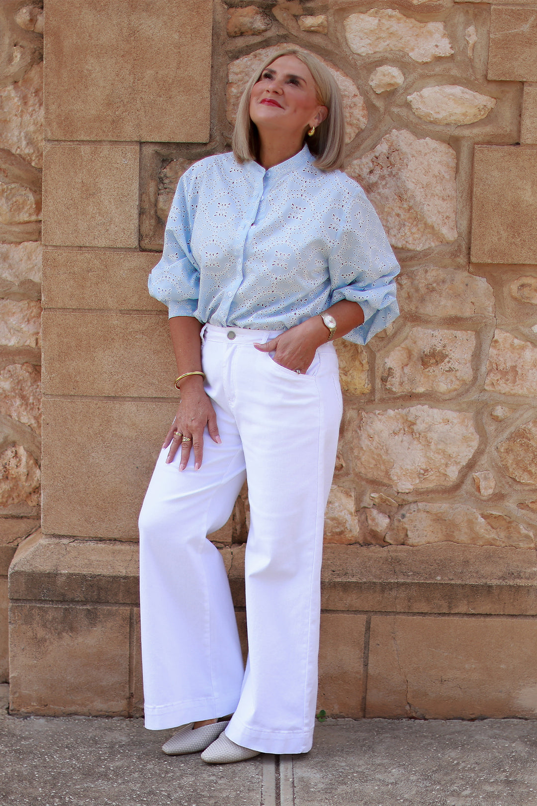 Belamy Broderie Shirt | LIGHT BLUE