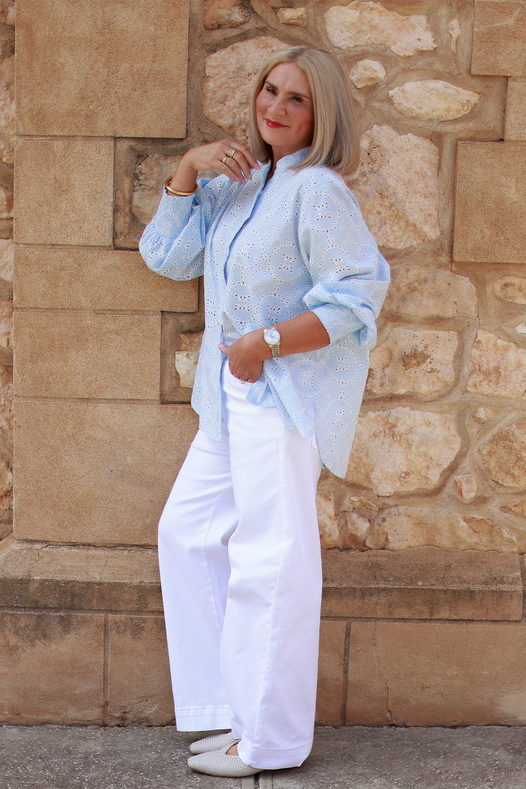 Belamy Broderie Shirt | LIGHT BLUE