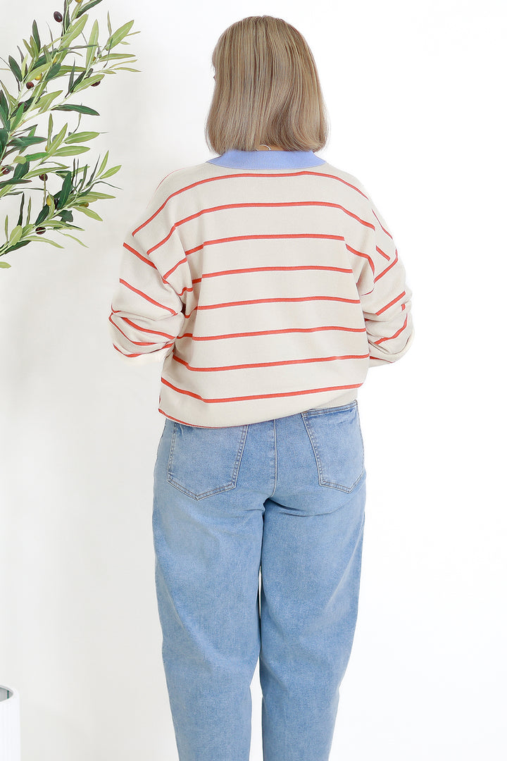 Jessa Rugby Knit | ECRU STRIPE