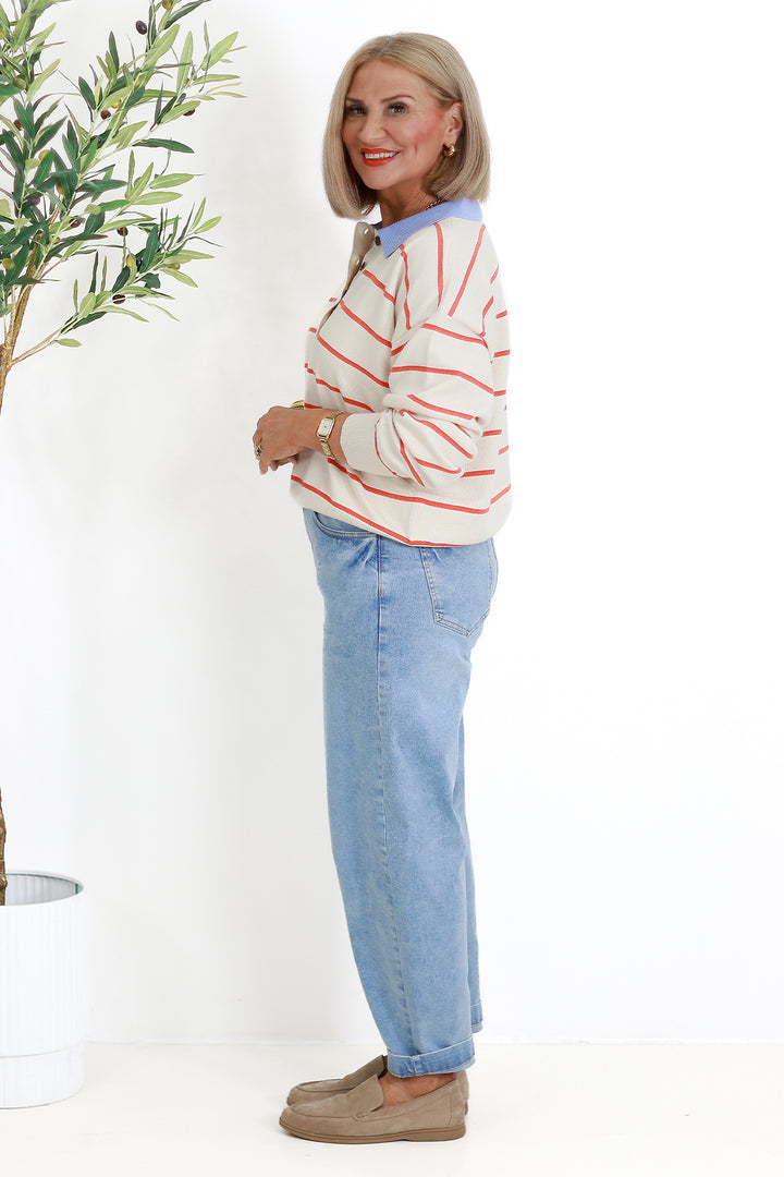 Jessa Rugby Knit | ECRU STRIPE
