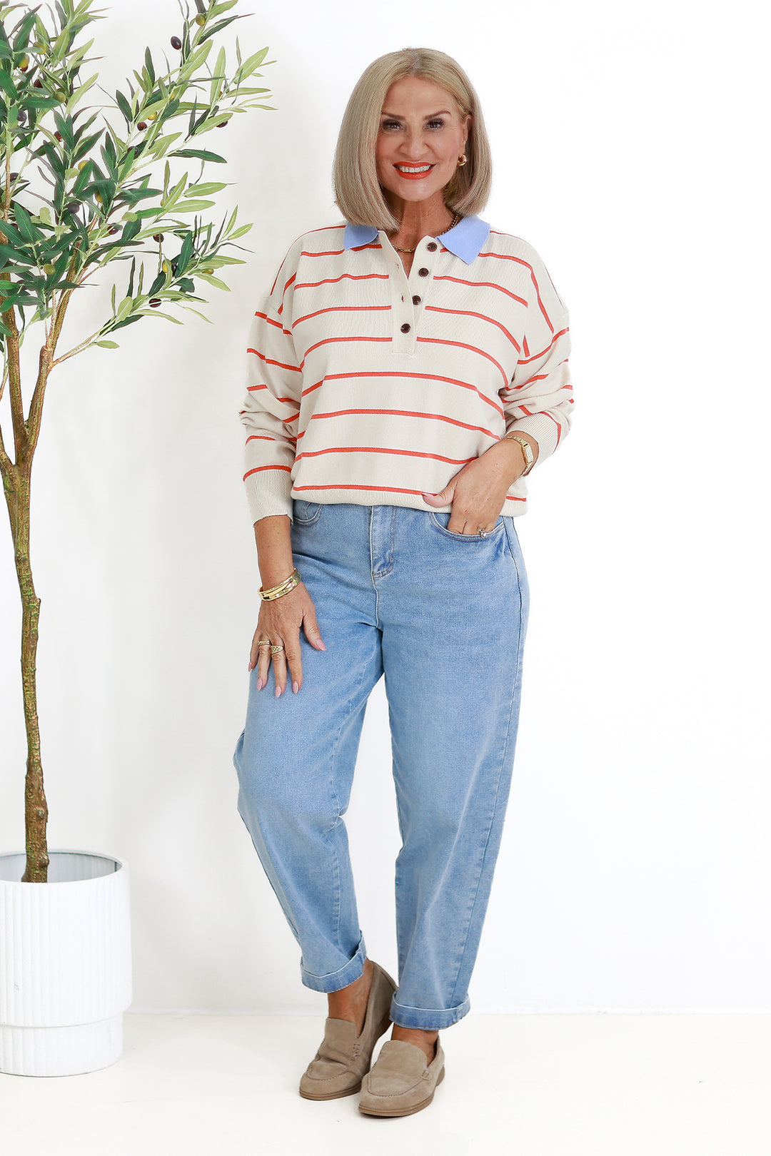 Jessa Rugby Knit | ECRU STRIPE
