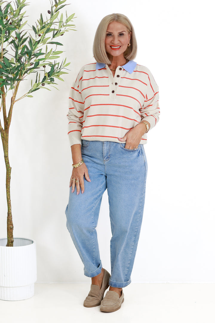 Jessa Rugby Knit | ECRU STRIPE