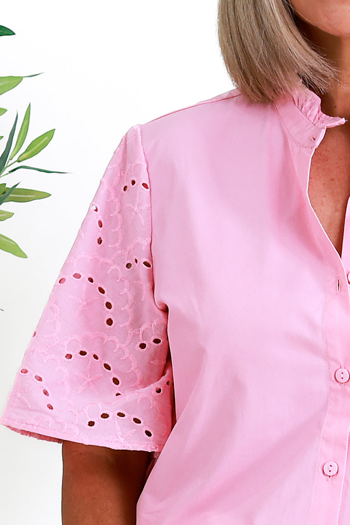 Marisol Lace Slv Shirt | STRAWBERRY CREAM