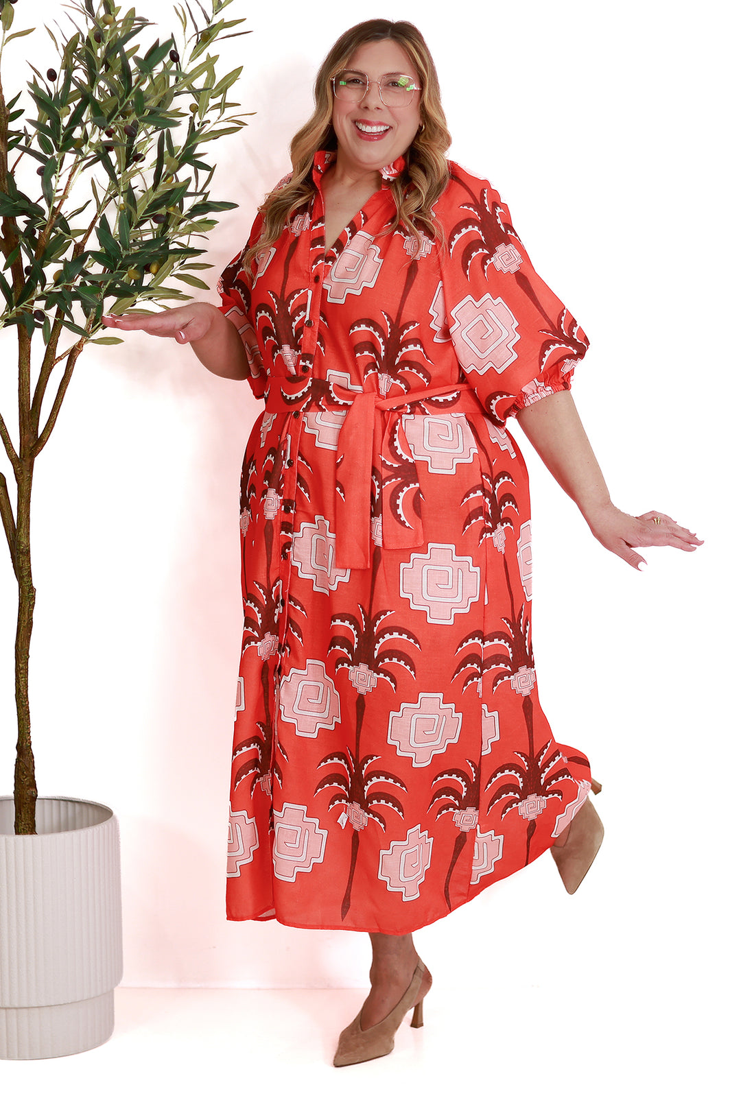 Cyprus Shirt Dress | RED