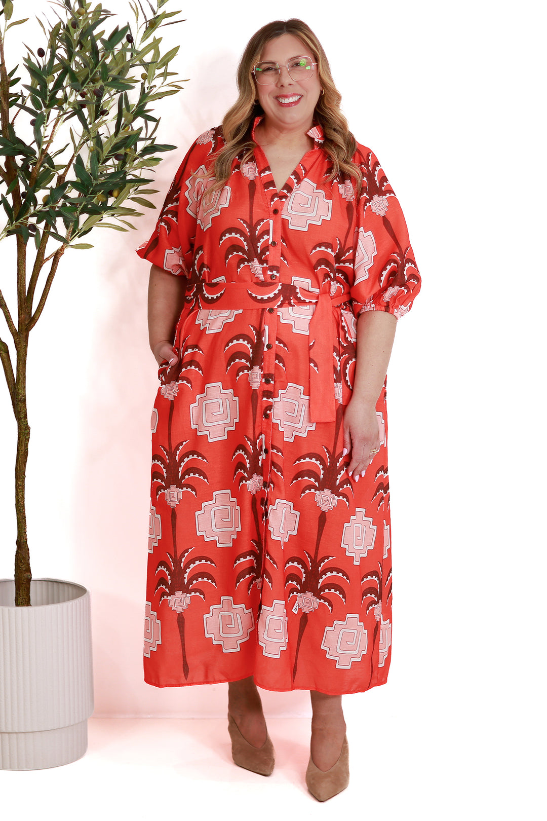 Cyprus Shirt Dress | RED