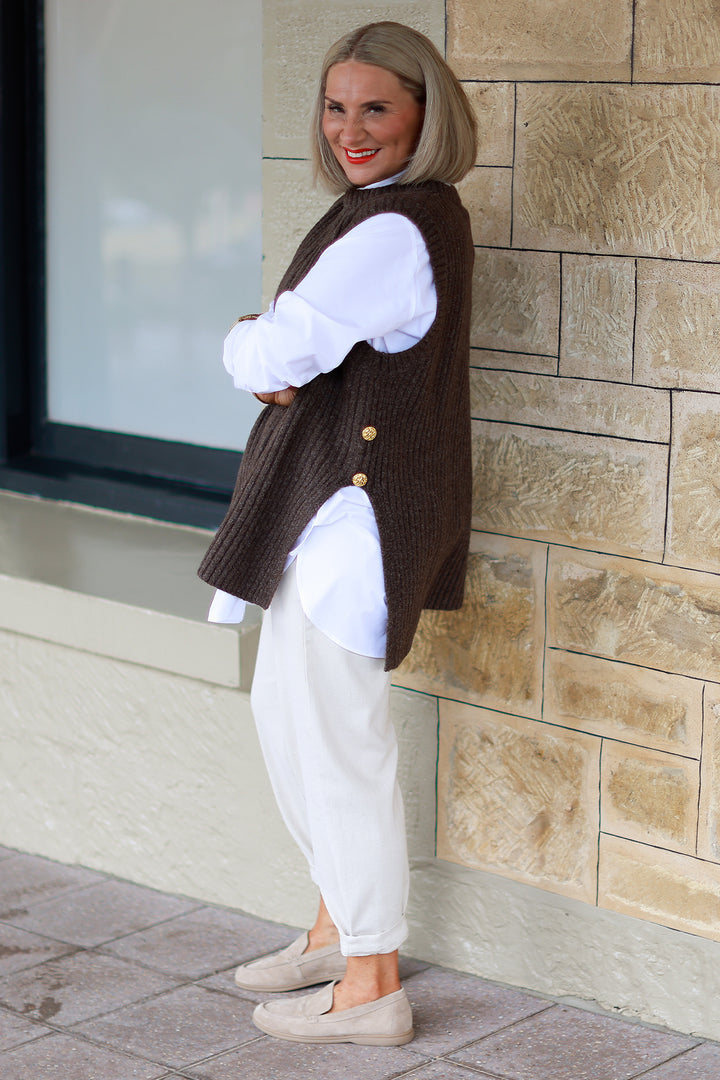 NEW Round Neck Vest | COCO brown