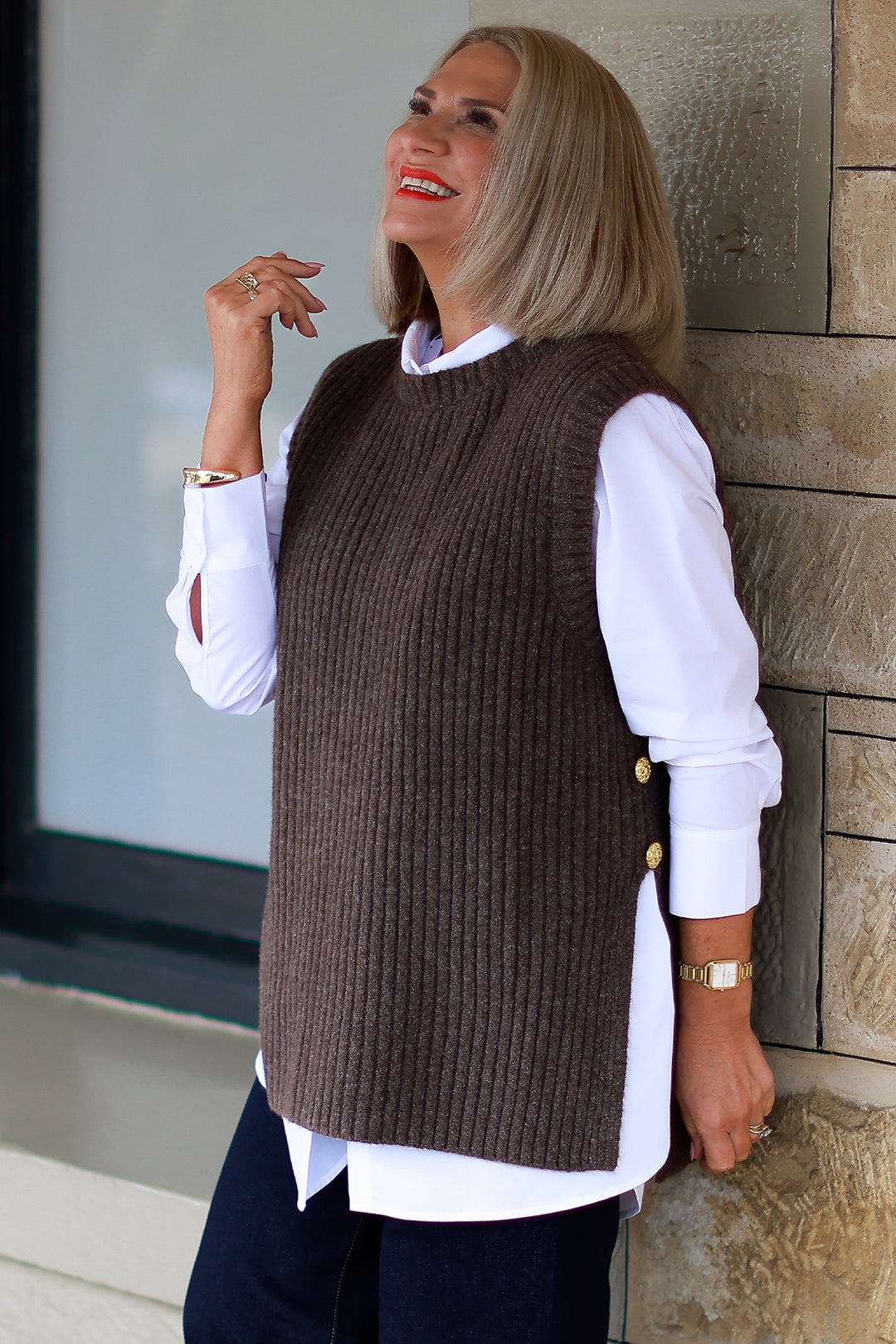 NEW Round Neck Vest | COCO brown